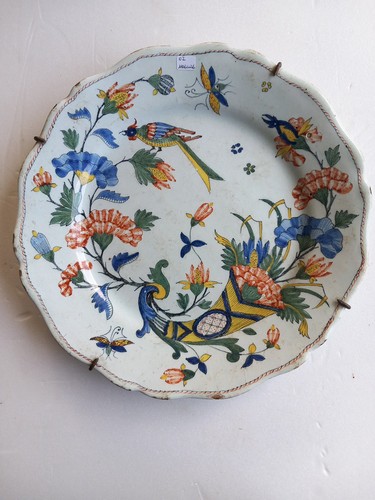 Superbe assiette rouen 18ème - assiette,