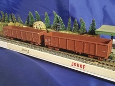 Wagon jouef HO: lot de 2 Wagons tombereau a bogies, attelages NEM