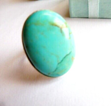 Bague en Turquoise d'Arizona -26 x 19 mm- réglable 52-56-28.Cts-Argent massif