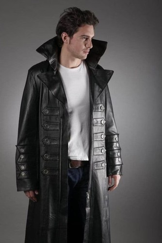 Homme cuir noir trench coat - cuir,