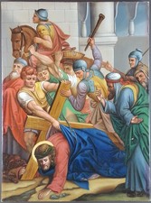 Ancien Tableau "Jésus Tombe