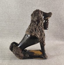 BOUTEILLE FIGURINE CHIEN POTERIE TERRE CUITE VERNISSE PROBABLE LIGRON SARTHE 1/2