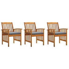 2x Bois d'Acacia Massif Chaises à Dîner de Jardin et Coussins Fauteuils vidaXL