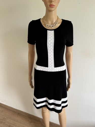 Robe pull noire blanche - robe,