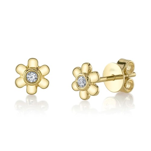 14k jaune diamant fleur - 14k,