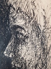 Portrait de femme, XXe, SIGNE, ENCRE, PORTRAIT, DESSIN ORIGINAL