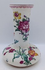 ANCIEN PETIT VASE SOLIFLORE FAÏENCE GIEN DÉCOR FLORAL MARSEILLE ROSE CERAMIC