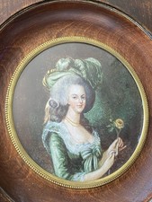 ANTIQUE FRENCH 19T HANDPAINTED LARGE MINIATURE MARIE ANTOINETTE PORTRAIT GOUACHE