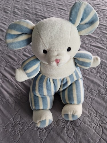 Doudou souris blanche bleu - et,