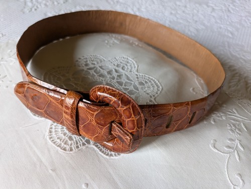 Ceinture cuir crocodile - cuir, (crocodile