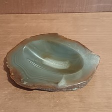 Ancien Cendrier En Onyx Marron Et Vert, Marbré, Vintage, Cendrier De Collection 