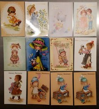 Lot 12 cartes postales ANNIVERSAIRE illustrations CONSTANZA CONI fillettes 