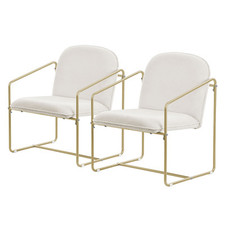 Lot de 2 fauteuils beiges-or