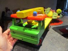 Ancien Jouet de Plancher en Bois à tirer Camion Grue STABIL PLAHO Années 70