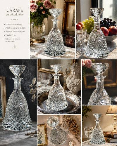 Carafe cristal taillé - , main