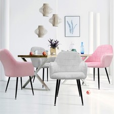 Lot de 4 chaises fauteuil design rétro velours salle à manger cuisine gris rose