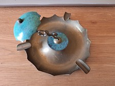 CENDRIER EN METAL VINTAGE PROVENANCE INDOCHINE OMBRELLE CHAT PIVOTANTE