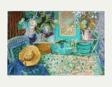 Yvonne CHEFFER-DELOUIS LE CHAPEAU DE PAILLE lithographie signée