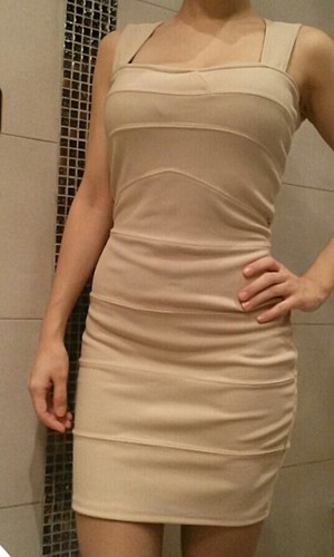 Vestido ajustado ceñido - , beige
