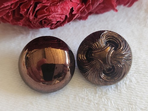 Duo boutons anciens verre - boutons,
