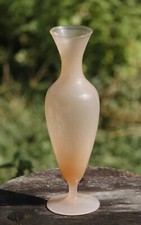 Opaline rose corail vase sur pied vintage Murano 60s Italian Glass 26cm
