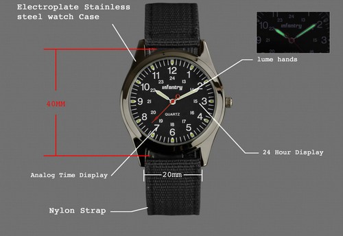 Montre quartz noire armée - montre,