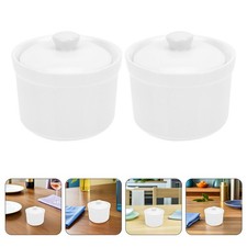  2 Pcs Bol A Soupe Avec Couvercle Casserole En Céramique Soupière Ronde Blanche
