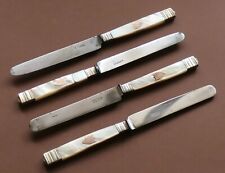 4 couteaux, manche nacre et vermeil (argent doré),  blason, Lardeux Saumur 19ème