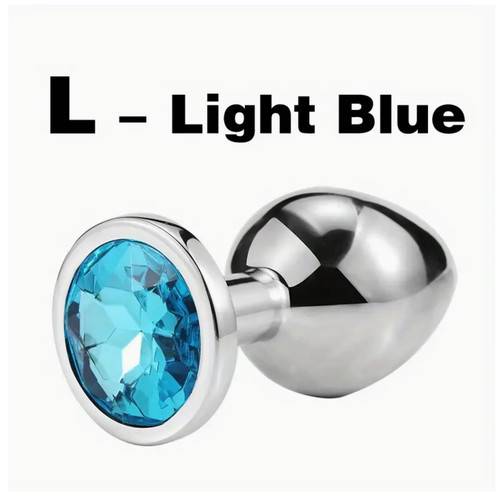Plug anal inox - diamant, bleu