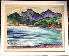 Tableau aquarelle de Gérard Fagard (1938-2021): Monte Cinto, Corse