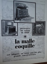 MALLE COQUILLE au Salon de l'Automobile 1928  publicité papier ILLUSTRATION 1929