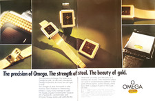 1978 OMEGA vintage watch Print Ad 2PG !! BLACK AND GOLD  JEWELLERY