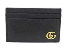 NEUF PORTE CARTES GUCCI 657588 LOGO GG DORE 4CC CUIR NOIR BLACK CARD HOLDER 250€