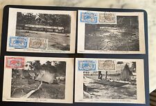 Congo Français 4 CPA 1913 Village Bakota,rivière Sembe, Sous la Tente,Pirogue