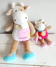 DOUDOU et Compagnie vache Cerise et bébé marron rose bleu fushia