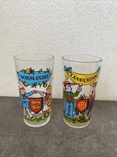 2 Anciens Verre Région Normandie Languedoc France Reims Deco Table 