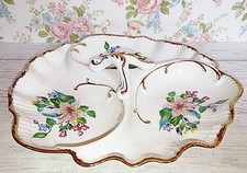 France Vintage - Plat de service en Porcelaine -Filet doré peint main -Shabby