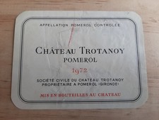 étiquette vin Chateau Trotanoy 1972 Pomerol original wine label bordeaux