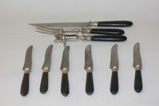 Service à gigot et ses 6 couteaux, manche ébène
