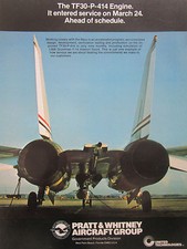 10/1977 PUB PRATT & WHITNEY TF30-P-414 ENGINE US NAVY F-14 TOMCAT ORIGINAL AD