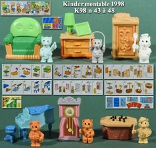 Kinder montable 1998, 6 meubles avec chats K98 n 43 à 48 + 6 BPZ