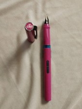 VINTAGE PELIKAN FUCHSIA PINK PELIKANO FOUNTAIN PEN S/S F NIB WEST GERMANY RARE