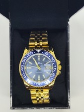 Montre Homme Giorgio Dario Dorée Quartz Cadran Bleu Date Étanche