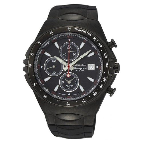 Seiko black mens chronograph - black,