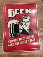 Affiche A Encadrer Vintage "Beer!" 48 Cm X 33 Cm