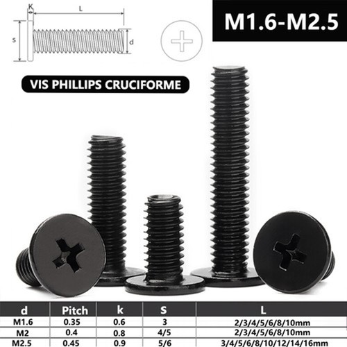 Vis m2 5 cruciforme - m1.6,