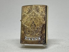 Briquet à huile Zippo The Crown ancien or laiton boîtier régulier limité aléa...