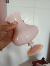 Rare Vase Opaline Rose Strié 