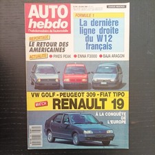 AUTOHEBDO634 Renault 19 txe VW golf 90s Peugeot 309 sr Fiat Tipo Pikes peak 1988