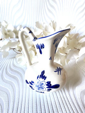 ➰ petit  VASE en PORCELAINE de DELFT HOLLANDE~ décor moulins bleus peint main